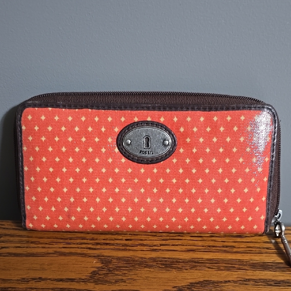 Fossil Orange and Brown Wallet